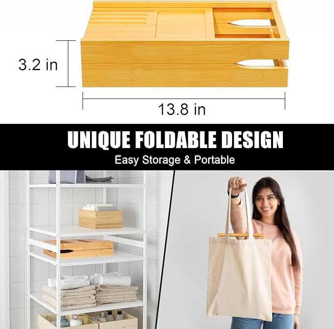 Premium Bathtub Caddy Tray,Expandable Bamboo Bath Tray for Tub,Foldable Minimalist Bathroom Accessories with Book Stand for Home Spa Relaxing,Unique House Warming Gifts,Natural