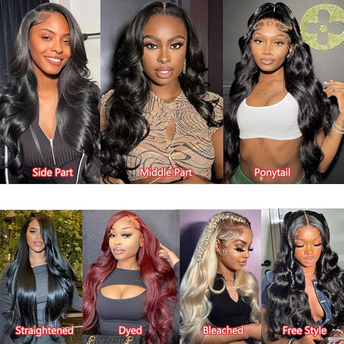 13x4 Body Wave Lace Front Wigs Human Hair for Women 180% Density HD Transparent Lace Frontal Wigs Human Hair Pre Plucked with Baby Hair Glueless Wigs Human Hair 32 Inch Long Black Wig