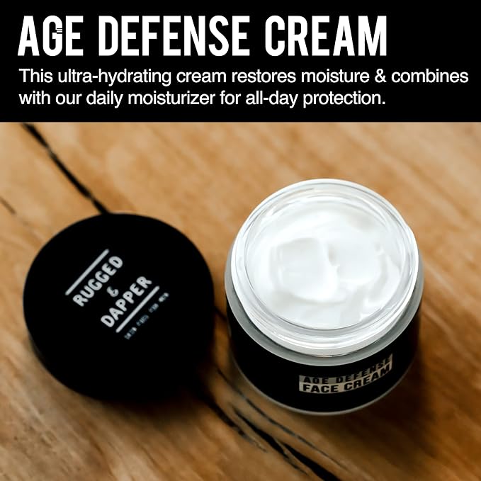 RUGGED & DAPPER - Mens Face Cream with Hyaluronic Acid - Ultra-Hydrating Mens Anti Aging Face Cream- 24 Hour Protection - 4 Month Supply - USA Made