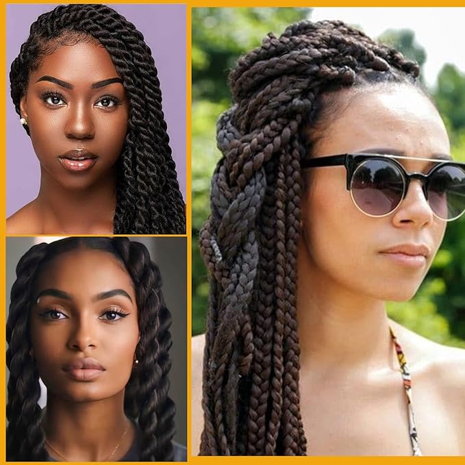 Pre-stretched Braiding Hair, Original Braid Hair Extensions, Hot Water Setting Crochet Hair Braids, Yaki Texture Easy Braiding Hair (24''-pack of 8, 4)…