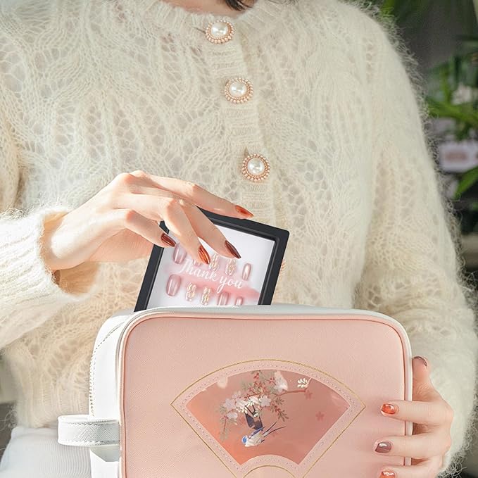 30 Pcs Press on Nail Boxes Packaging with 90 Pcs Adhesive Double Sided Tape with 30 Pcs Display Card for Nail Display Black