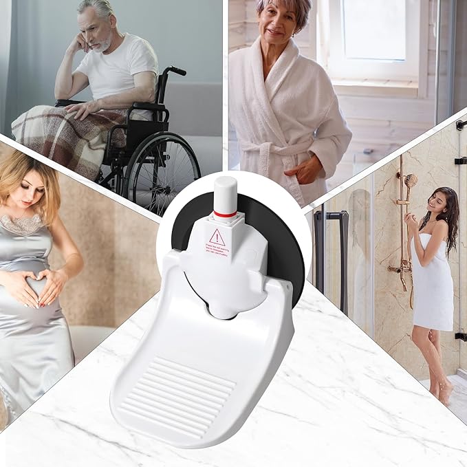 Shower Foot Rest for Shaving Legs with No Drilling Suction Cup, Shower Step for Shaving Legs, Reusable Bathroom Pedal, Pedicure Foot Rest, Shower Shaving Leg Assist, Load Capacity 288 Pounds, White