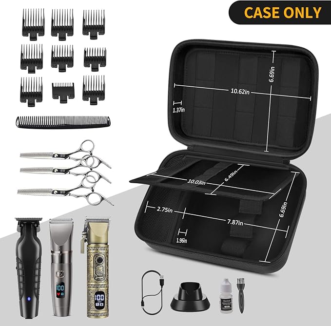 Boobowl Barber Accessories Bag for Clippers and Supplies, Mens Hair Trimmers Box, Portable Clipper Storage Holder Organizer for Hair Cutting, Guard Grooming Kit and Barbers Supplies (Bag Only) -Black