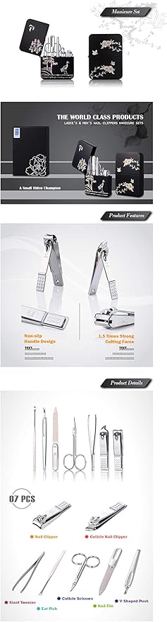 Korean Nail Clipper! Mother of Pearl Three Seven (777) Premium Quality Gift Travel Manicure Grooming Kit Nail Clipper Set (4112MP), Made in Korea, Since 1975 (Chrome)