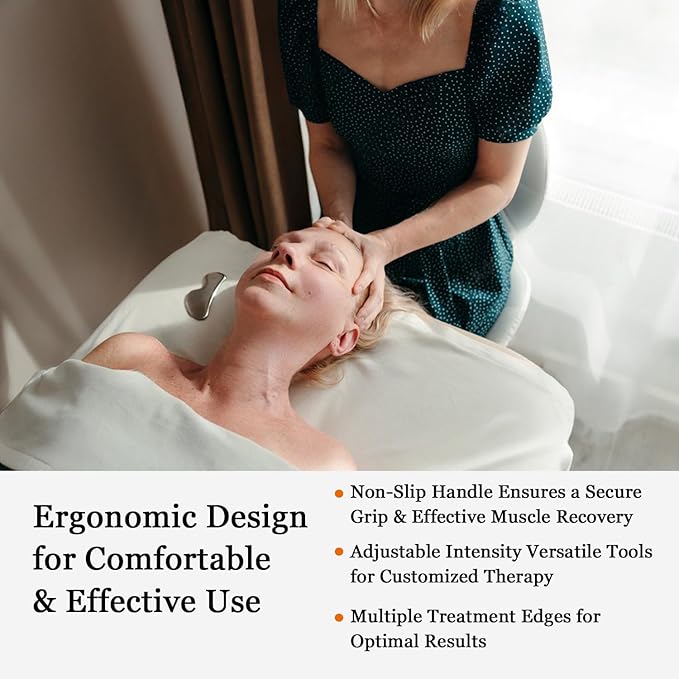 JWCASA Muscle Scraper Scar Tissue Massage Tools Foot, Neck, Knee, Leg Back Massager IASTM Tool for Physical Therapy & Plantar Fasciitis with 2 Pieces Set 12