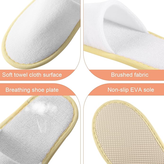 Geyoga 12 Pair Disposable House Slippers for Guests Non Slip Disposable Slippers for Spa Travel Hotel Shoeless Home Bride Bathroom Bedroom