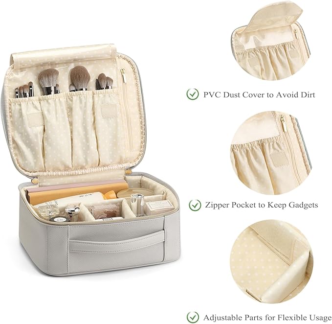 Vlando Toiletry Bag, Large Wash Bag, Travel Cosmetic Make-up Bag, Multi-compartment with Dividers for Cosmetics Makeup Brushes Toiletry Jewelry Accessories, Grey