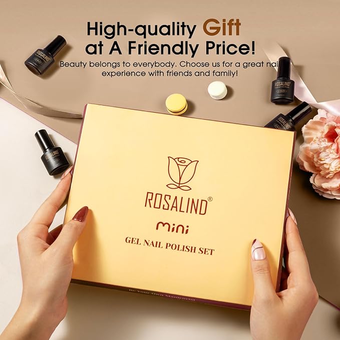 ROSALIND 24pcs Gel Polish Set with 4 Bottles of Base and Glossy Matte Glitter Top Coat Yellow Purple Blue Gel Nail Polish Set Bright Colors Gel Nail Set for Women