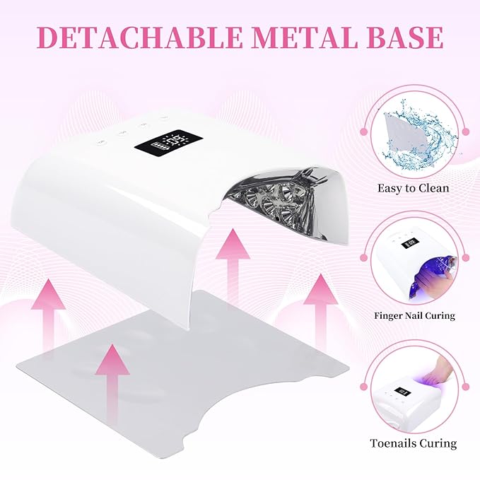 Professional UV LED Nail Lamp, Cordless Rechargeable UV Light for Gel Nails, 78W Fast Curing Gel Nail Light with 4 Timer Setting LCD Display, Auto Sensor and Spacious Interior(White)