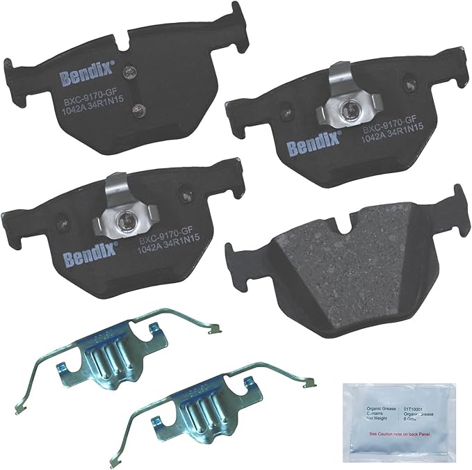 Bendix Priority1 CFC1042A Ceramic Rear Brake Pads for BMW 525i 2008, 530i 2010-2008, X5 2010, X5 2015-2012, X5 2018, X6 2015-2009, X6 2019-2018