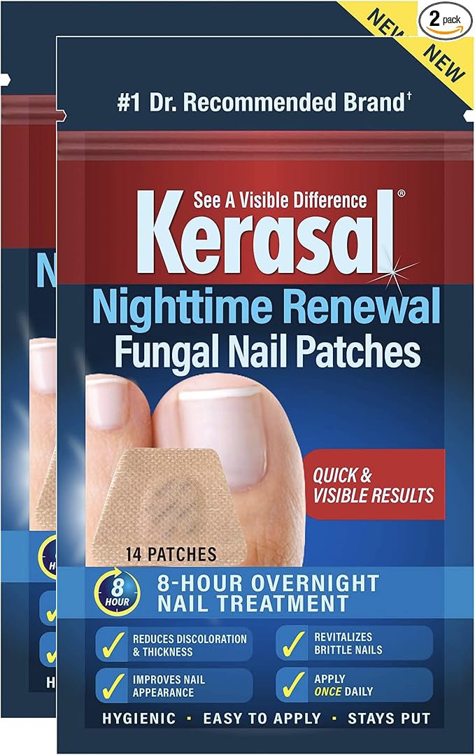 Kerasal Nighttime Renewal Fungal Nail Patches - 14 Patch Twin Pack - Overnight Nail Repair for Nail Fungus Damage, 8-Hour Nail Treatment Restores Healthy Appearance