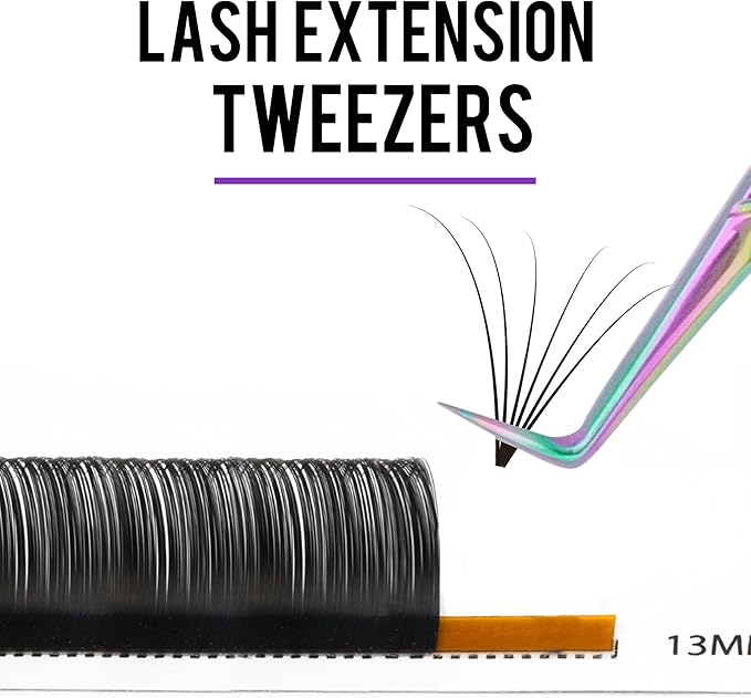 Fiber Tip Lash Tweezers For Eyelash Extension 4 Pcs Tweezers Professional Artist Tech Work Kit Tools,Best Volume Eyelash Lashes Extensions Precision Supplies Volume Boot 90 45 Degree(Multi)