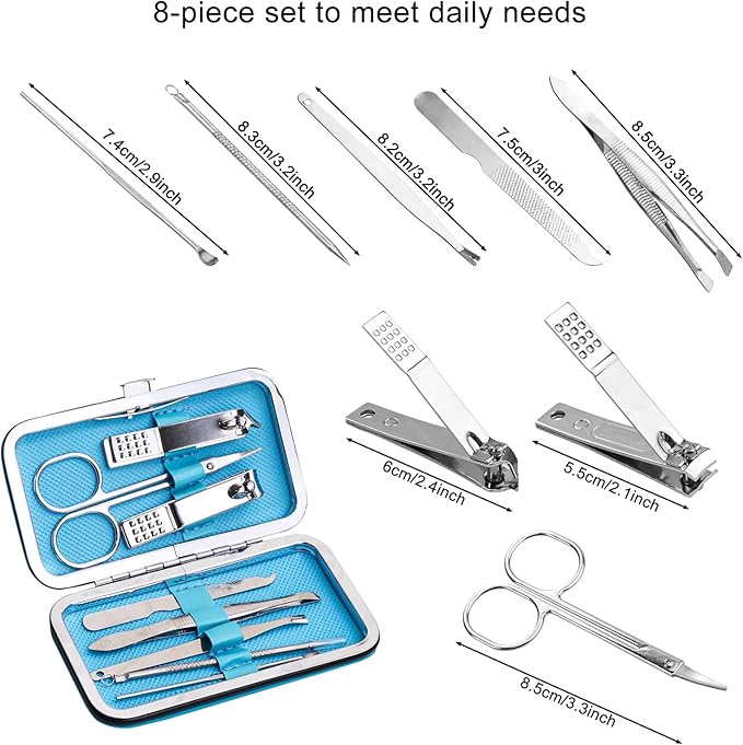 Manicure Set Bulk, Nail Clippers Kit Stainless Steel Fingernail Clippers Set, Sturdy Nail Tip Cutter Trimmers Professional Grooming Toenail Clippers Personal Pedicure Kits Gift (48 Pack 8 in 1)