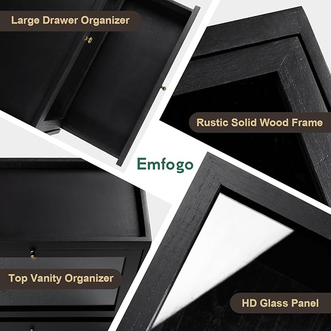 Cologne Organizer for Men, Solid Wood Perfumes Organizer for Men Dresser, Large Capacity Dustproof Cologne Holder with Drawer Storage Perfume Stand Organizer, Ideal Gift for Loved ones