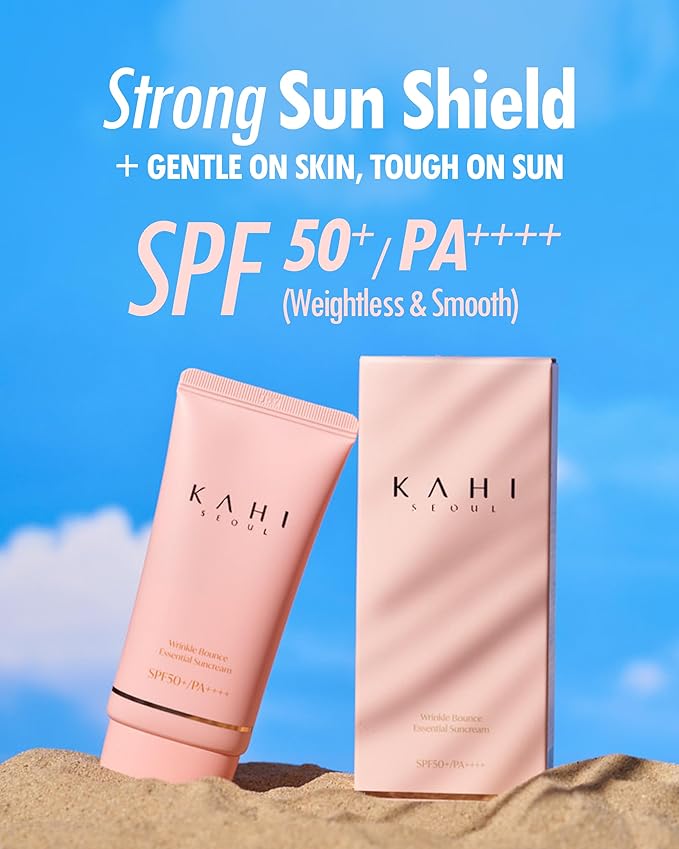 KAHI Wrinkle Bounce Essential Korean Sun Screen Facial Moisturizer with SPF 50 + PA++++ Sun Block Daily Moisturizer | Tone Up Cream Face Sunblock Hydrating Face Cream 1.69 fl oz