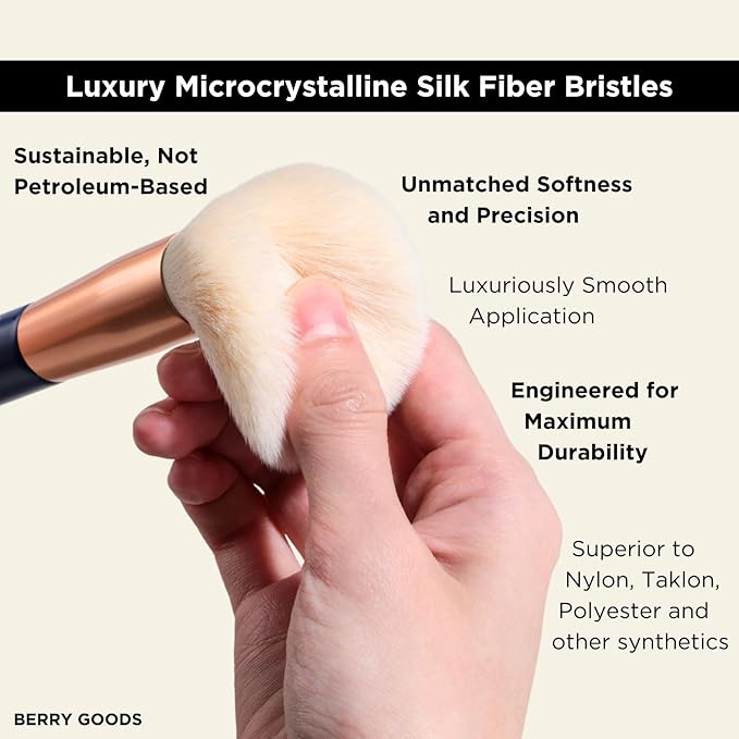 BERRY Blue Premium Makeup Brush Set – 12-Piece Professional Ultra-Soft Synthetic Brushes for Face & Eyes | Foundation, Powder, Blush, Concealer, Eyeshadow – Vegan, Cruelty-Free, Numbered, Travel Case