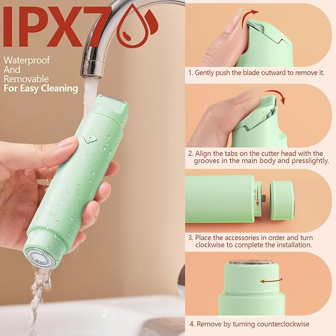 2025 New Electric Bikini Trimmer for Women, 2-in-1 Dual Head Shaver, Womens Electric Razor (Green)