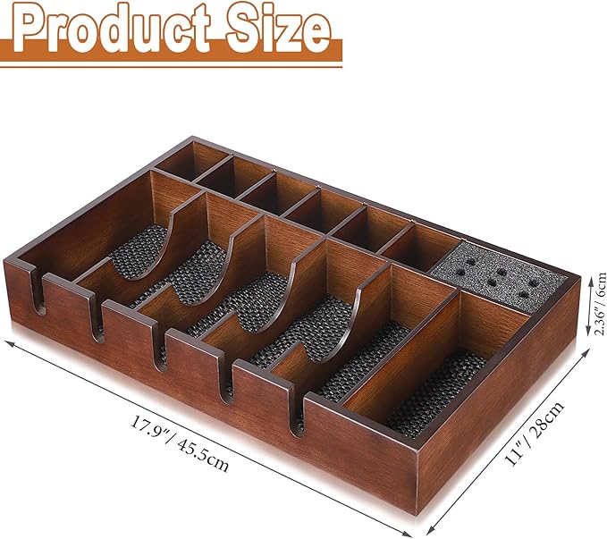 Noverlife Wooden Barber Clipper Tray, Anti-slip Hairdresser Clipper Organizer, Wood Barber Table Collector, Professional Hair Trimmer Holder, Cosmetic Container Razor Tool Case Box with 5 Slots
