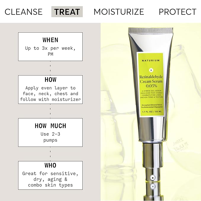 Naturium Retinaldehyde Cream Serum 0.05%, Advanced Anti-Aging & Smoothing Face & Skin Care, 1.7 oz