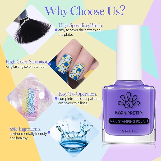 Born Pretty Nail Art Stamping Polish Halloween Nail Polish Set Manicure Print Nail Polish for Stamping Plates 24 Colors Bulk Nail Polish Set Gift Collection