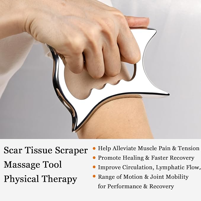 JWCASA Muscle Scraper Scar Tissue Massage Tools Foot, Neck, Knee, Leg Back Massager IASTM Tool for Physical Therapy & Plantar Fasciitis with 2 Pieces Set 5