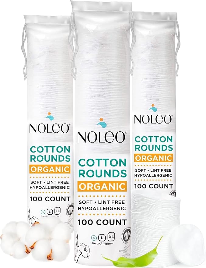 Organic Cotton Rounds Compatible with Makeup Products, Eye Makeup Remover Pads and Baby Wipes, Small, 600 Count - Noleo