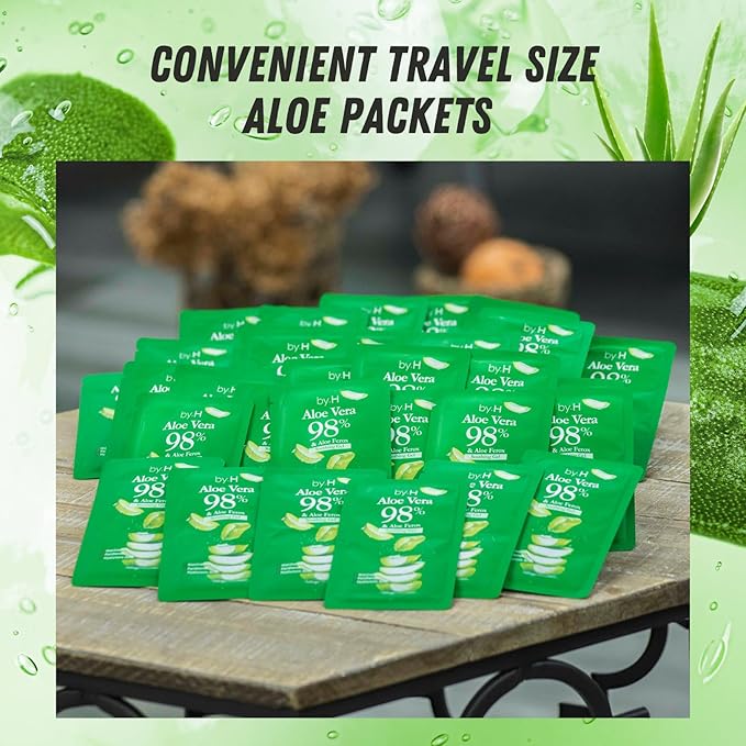 by.H Organic Aloe Vera Bulk Soothing Gel-Natural Moisturizer for Skin [90 PCS], Hair, Effective for Sunburns, Razor Burns, Gentle, Non-Greasy, Skincare [Made in Korea] Pouch - (3 Packs of 30 PCS)