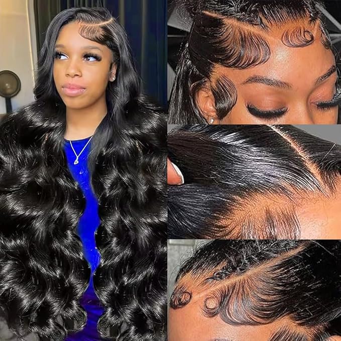 13x6 Lace Front Wigs Human Hair 200 Density Body Wave HD Lace Frontal Wigs for Women Glueless Wigs Human Hair Pre Plucked with Baby Hair 22 Inch