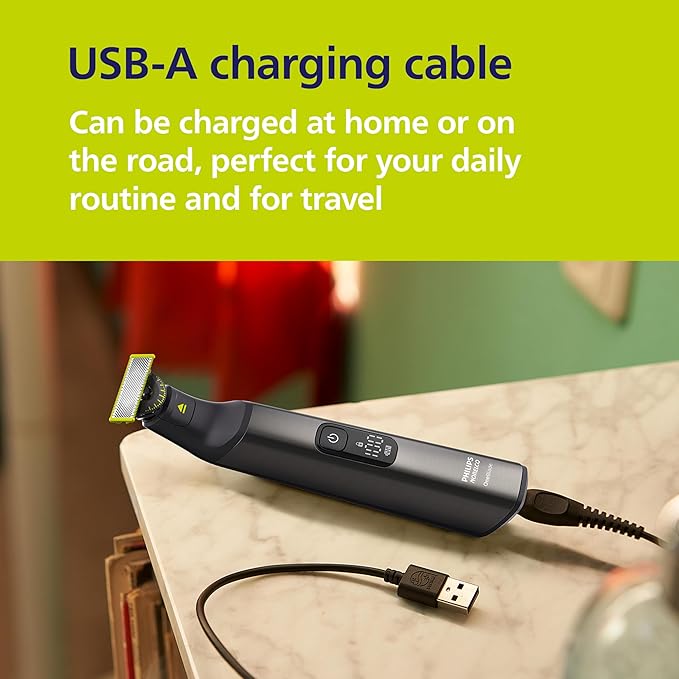 Philips Norelco OneBlade 360 Pro Face + Body Electric Beard Trimmer, Shaver & Bodygroomer, with 360 Blade Technology, 2X 360 Blade, 20-Length Adjustable Comb, Body Kit, & Travel Case, QP6552/90