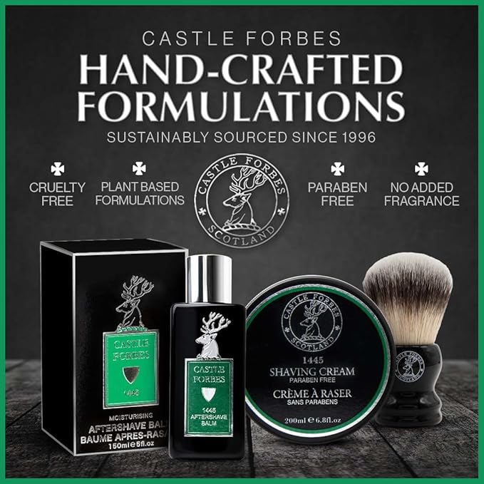 Castle Forbes 1445 Aftershave Balm For Men, 5 fl.oz. | Moisturizing After Shave Lotion w/ Essential Oils | Soothing & Refreshing Face Balm | Alcohol Free Post Shave Skincare For All Skin Types