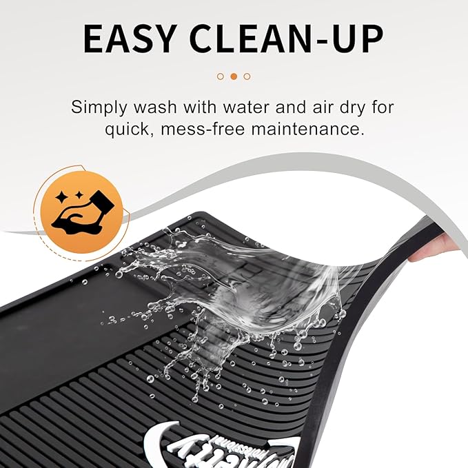 MoyRetty Magnetic Barber Mat for Clippers, (18.9" x 12.6") 6 Strong Magnetic Organizer Stations for Heavy Clippers and Trimmers, Professional Barbers Anti-Skid Rubber Mat(Black)