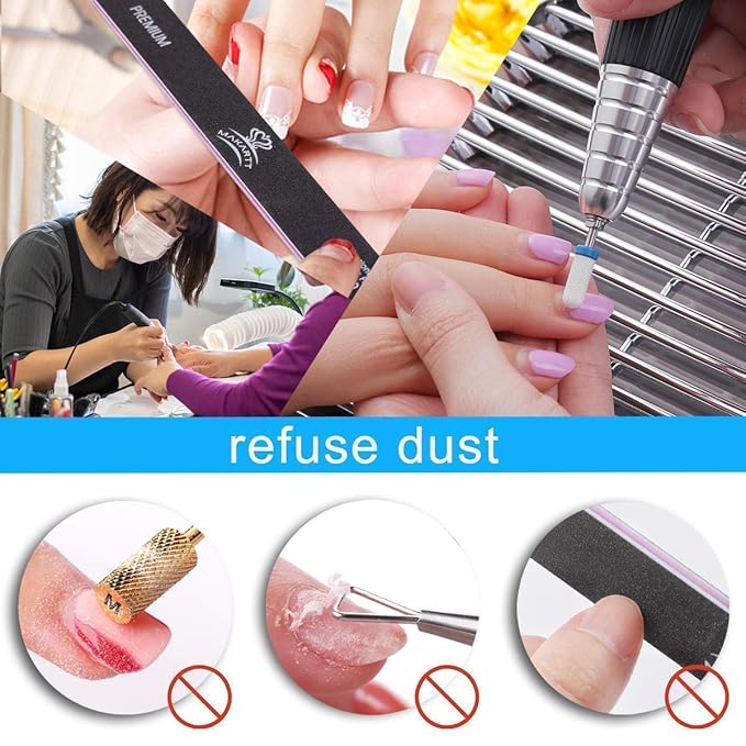 Makartt Nail Cleaner Machine Manicure Tools Bundle, 60W Nails Vacuum Cleaner Machine for Nail Drills, 2Pcs No-Spilling Screen for Nail Vacuum Machine