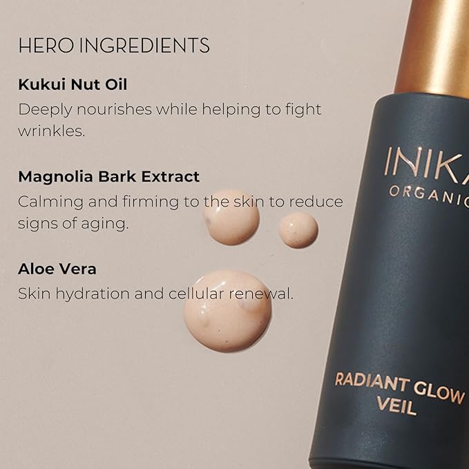 INIKA Organic Radiant Glow | Illuminate + Prime Organic Natural Makeup Primer with Skincare Ingredients