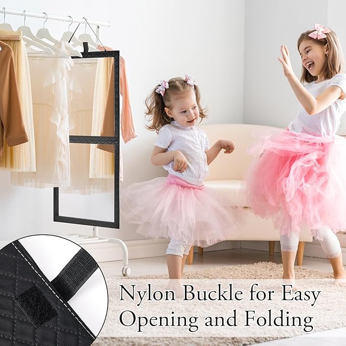 Foldable Backstage Mirror with Handle 33.5X 13.4 Inch Leather Folding Hanging Mirror Rectangular for Travel Dance Bag Home Fitness Spa Gift for Dancers（Black）