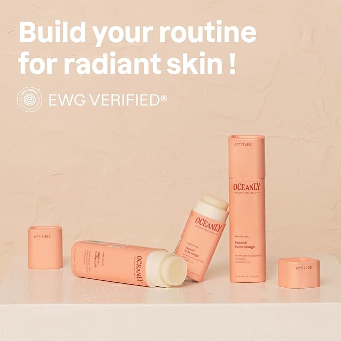 ATTITUDE Oceanly Face Oil Stick, EWG Verified, Plastic-free, Plant and Mineral-Based Ingredients, Vegan and Cruelty-free Beauty Products, PHYTO OIL, Unscented, 1 Ounce