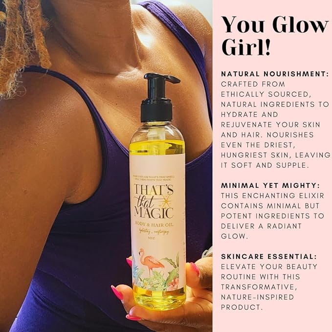 That's That Magic Hair and Body Oil - Tropically-Scented, Non-Greasy, Moisturizing, Hydrating, and Nourishing Glow. Sensitive Skin Safe, Clean Beauty