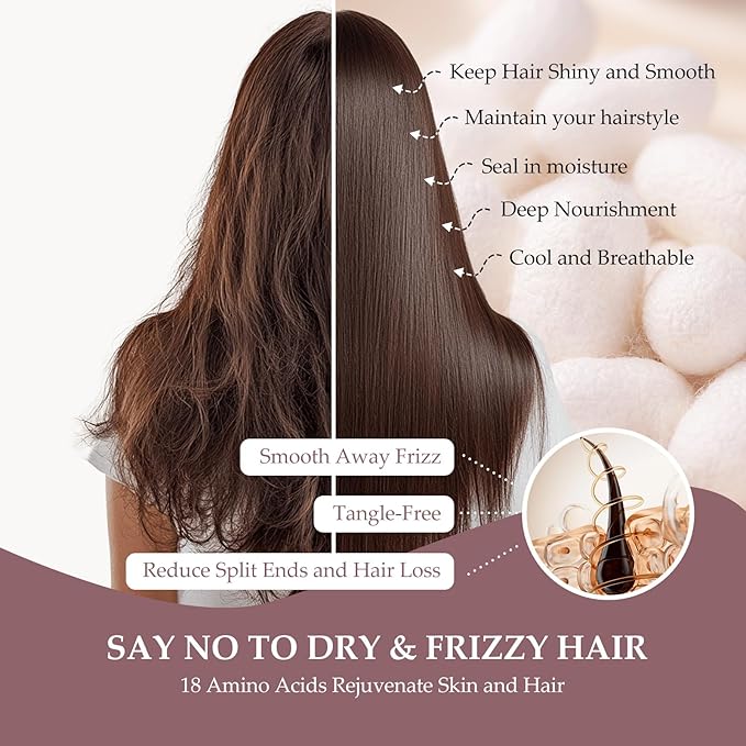 Silk Bonnet for Sleeping Women, 100% Mulberry Silk Sleep Cap with Elastic Band, Real Mulberry on Both Sides, ‌Fuchsia Pink