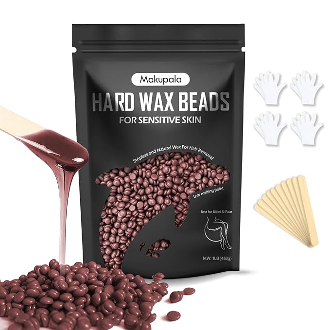 Wax Beads for Coarse Hair Removal, 1lb Wax Beans for Sensitive Skin Women, Hard Wax Beads for Full Body, Brazilian Waxing, Bikini, Face, No Rosin Unscented Low Temperature Home Wax Beans