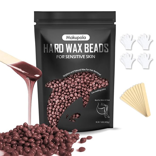 Wax Beads for Coarse Hair Removal, 1lb Wax Beans for Sensitive Skin Women, Hard Wax Beads for Full Body, Brazilian Waxing, Bikini, Face, No Rosin Unscented Low Temperature Home Wax Beans