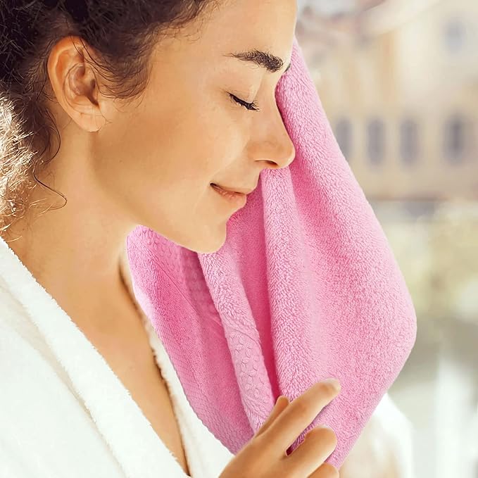 Cleanbear Face Cloths 12 Pack Washcloths 100% Cotton Wash Cloth for Face - Large Bath Washcloths 13 by 13 Inches with Multi Colors