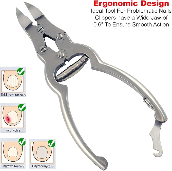 Toenail Clippers for Thick Ingrown Toenails - Professional Podiatry Nail Cutter Fingernail Clipper Trimmer Heavy Duty Surgical Grade Stainless Steel Men Seniors Adults Podiatrist Tool Krisp Beauty