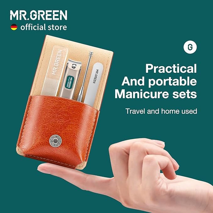 MR.GREEN Portable Manicure Sets Pedicure kits Stainless Steel Nail Clippers Tool Travel Grooming Case Nail Scissors Gift Box (Mr-6102)