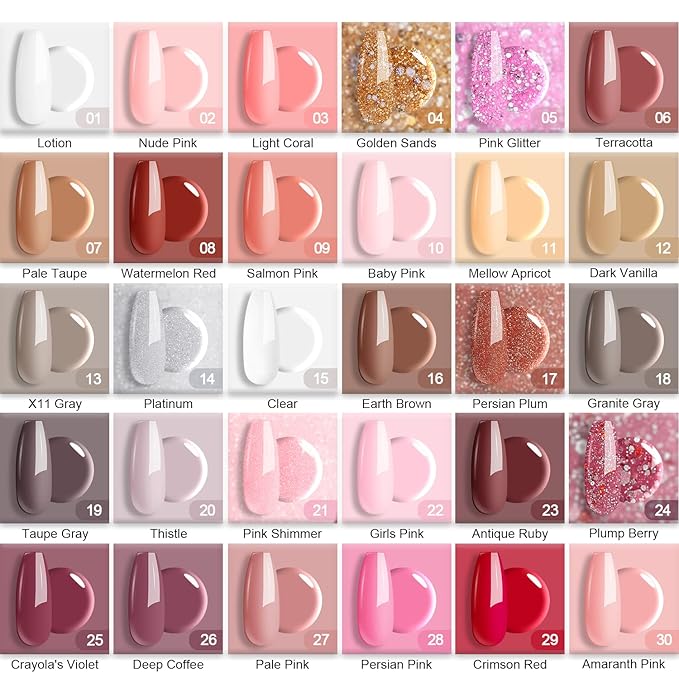 REDNEE 39pcs Dip Powder Nail Kit Starter, 30 Neutral Skin Color White Pink Dipping Powder Set with Top Base Coat Activator & Nail Brush File for Valentine's Day Nail Art Manicure Salon Gift Set RE19