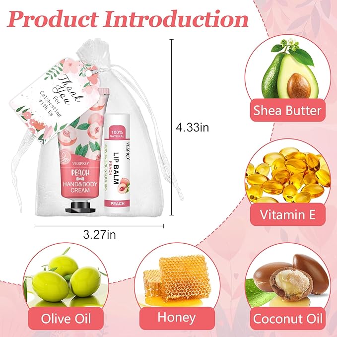 80 Sets Bulk Hand Cream and Bulk Lip Balm Gifts, Mothers Day Gifts, Baby Shower Party Favors and Bridal Shower Gifts for Guests with Thank You Card Organza Bags, Teacher Appreciation Gifts for Women