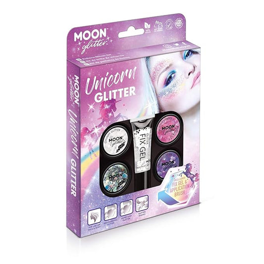 Unicorn Glitter Kit by Moon Glitter - 100% Cosmetic Glitter for Face, Body, Nails, Hair and Lips