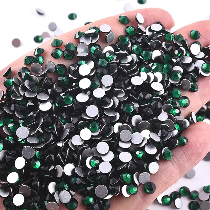 Blinginbox Flatback Rhinestones Bulk,14400pcs Crystal Round Loose Gemstones Glass Rhinestones for Crafts Makeup Nail Art Clothes Shoes DIY Decorations(SS10,2.7-2.9mm,Emerald)