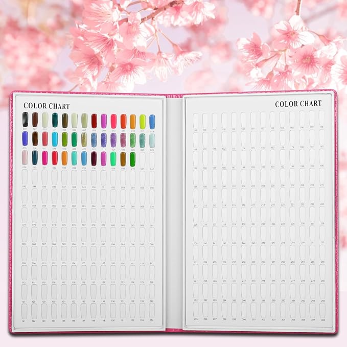 308 Polish Display Book, Gel Color Display Book, Fake Tips Sample Painting Art Design for Nail Salons, DIY at Home (Rose Red)