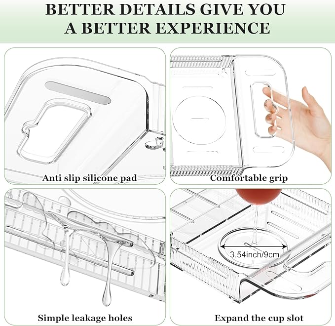 Expandable Drain Bath Caddy Tray for Tub, YOCOMEY Multifunctional Acrylic Bathtub Tray Bathroom Organizer, Simple Bathtub Table Trays Storage Rack for Candle Towel Book Wine Phone Shower(Clear)