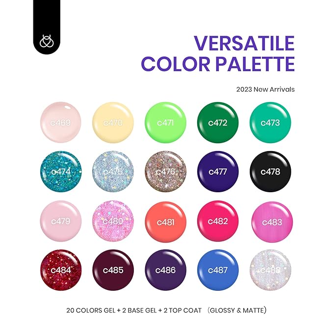 beetles Gel Polish 20 Colors Gel Nail Polish Luxury Club Collection with 1 Pcs 15ml White Color Soak Off Gel Polish with Glossy & Matte Top Coat and Base Coat, Red Green Soak Off Shiny Blue Glitter