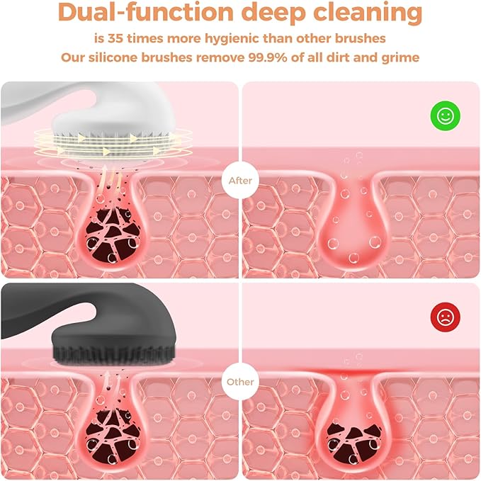 2 in 1 Facial Cleansing Brush,Rotating Magnetic Beads & Massage Cleaning Silicone Face Scrubber，Waterproof and Rechargeable Face Scrub Brush